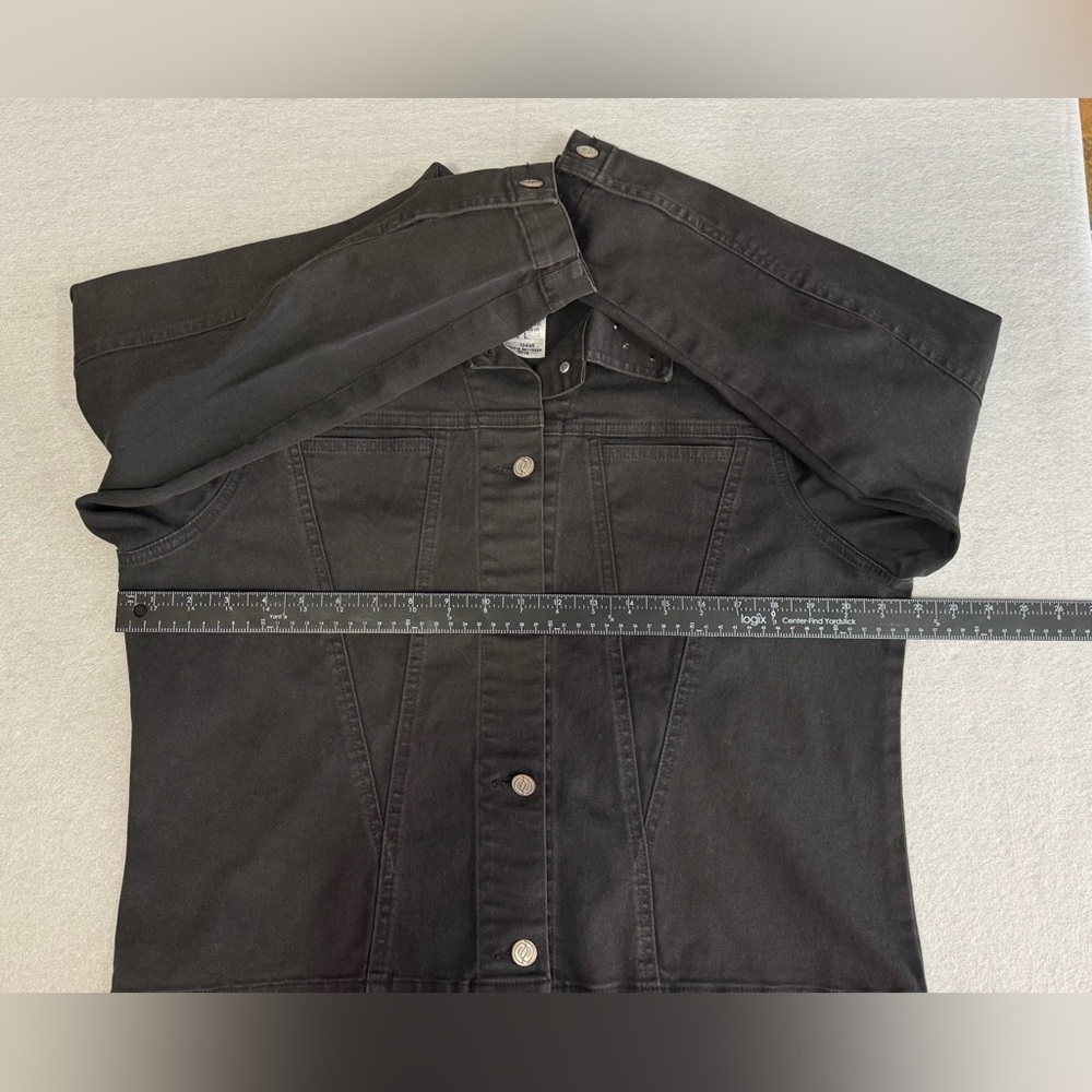 Vintage French Dressing Black Button Up Jean Jacket Large 12 - Picture 7 of 7